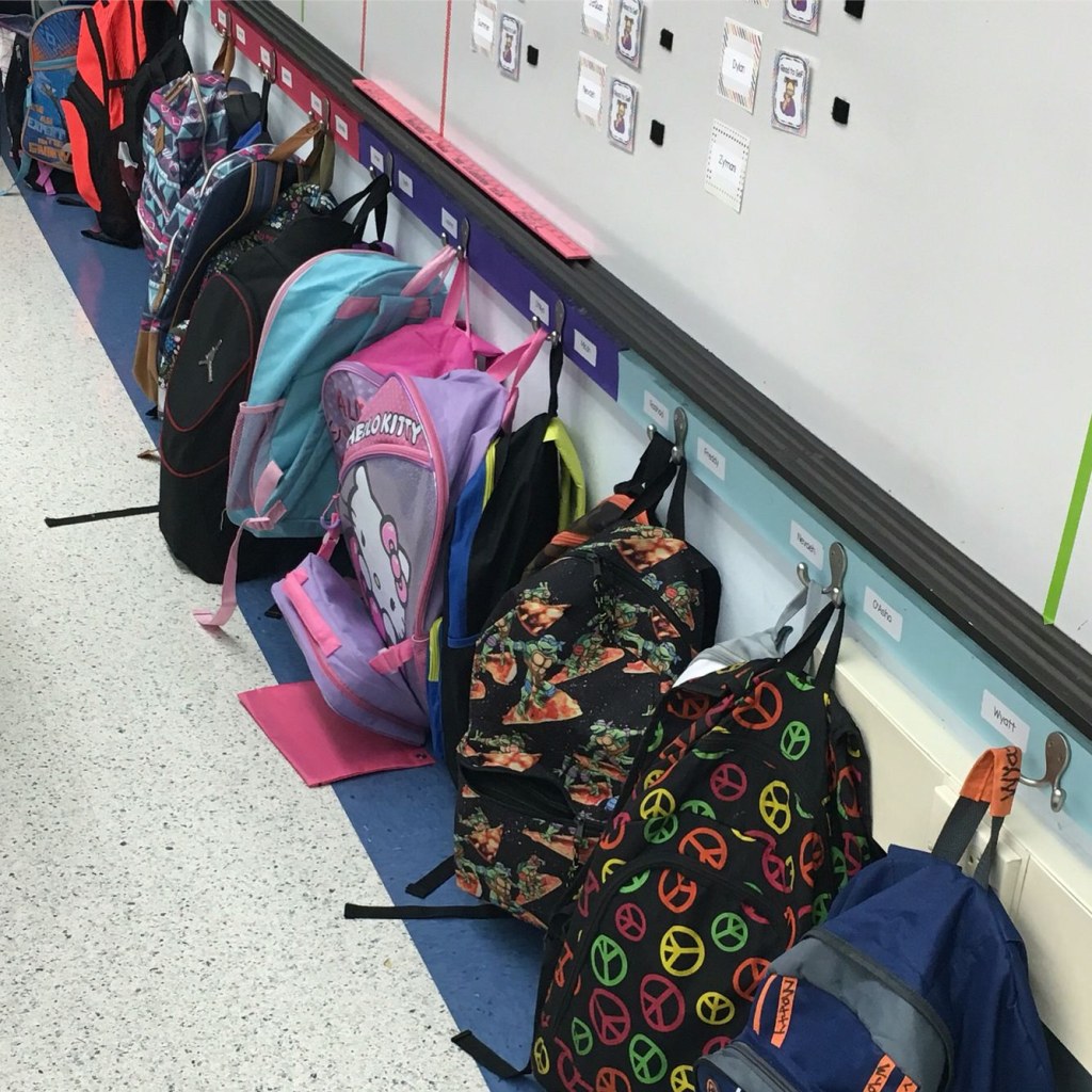 Picture of: Backpack hooks  Backpack organization, Backpack storage classroom
