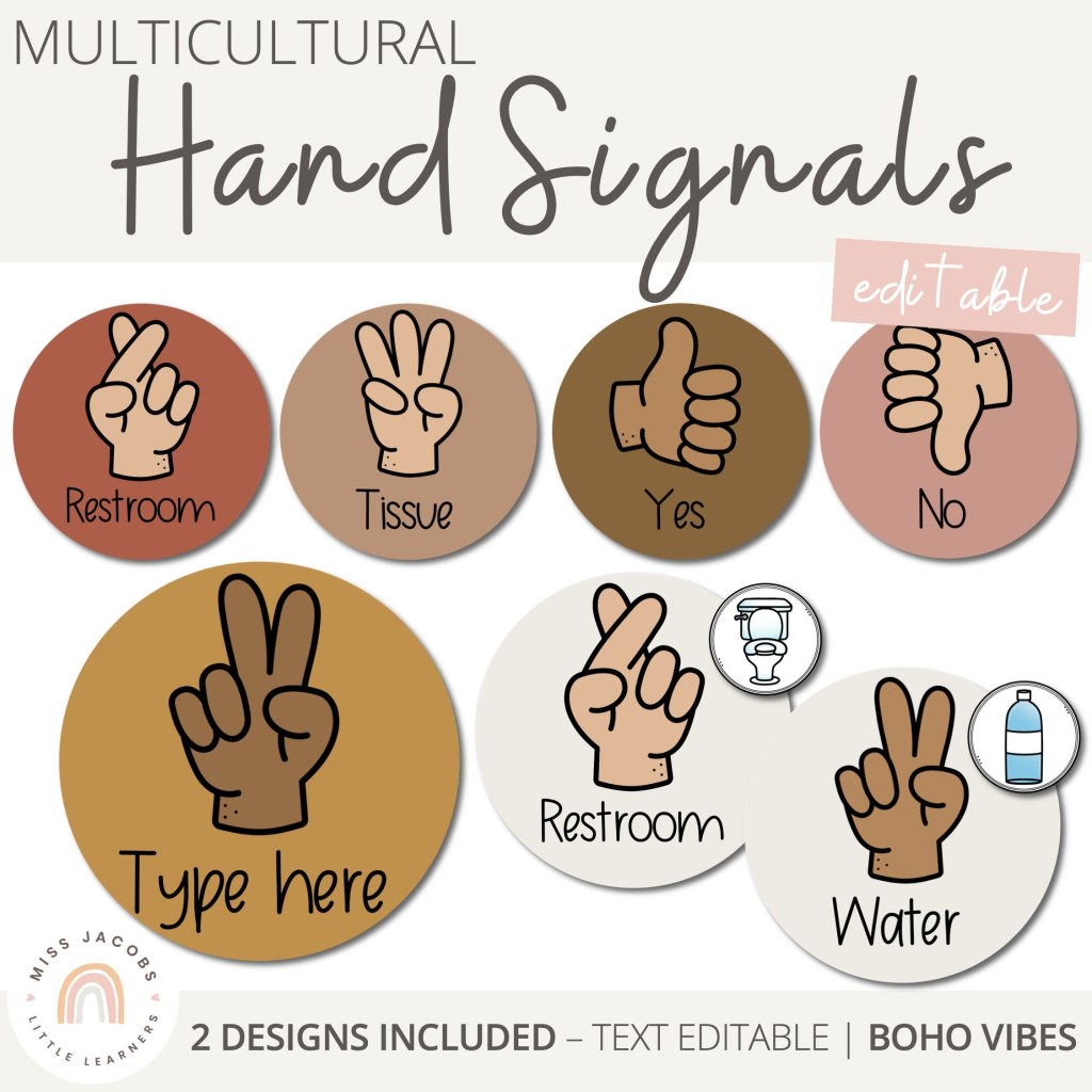 Picture of: BOHO VIBES Hand Signals Posters Editable Desert Neutrals – Etsy