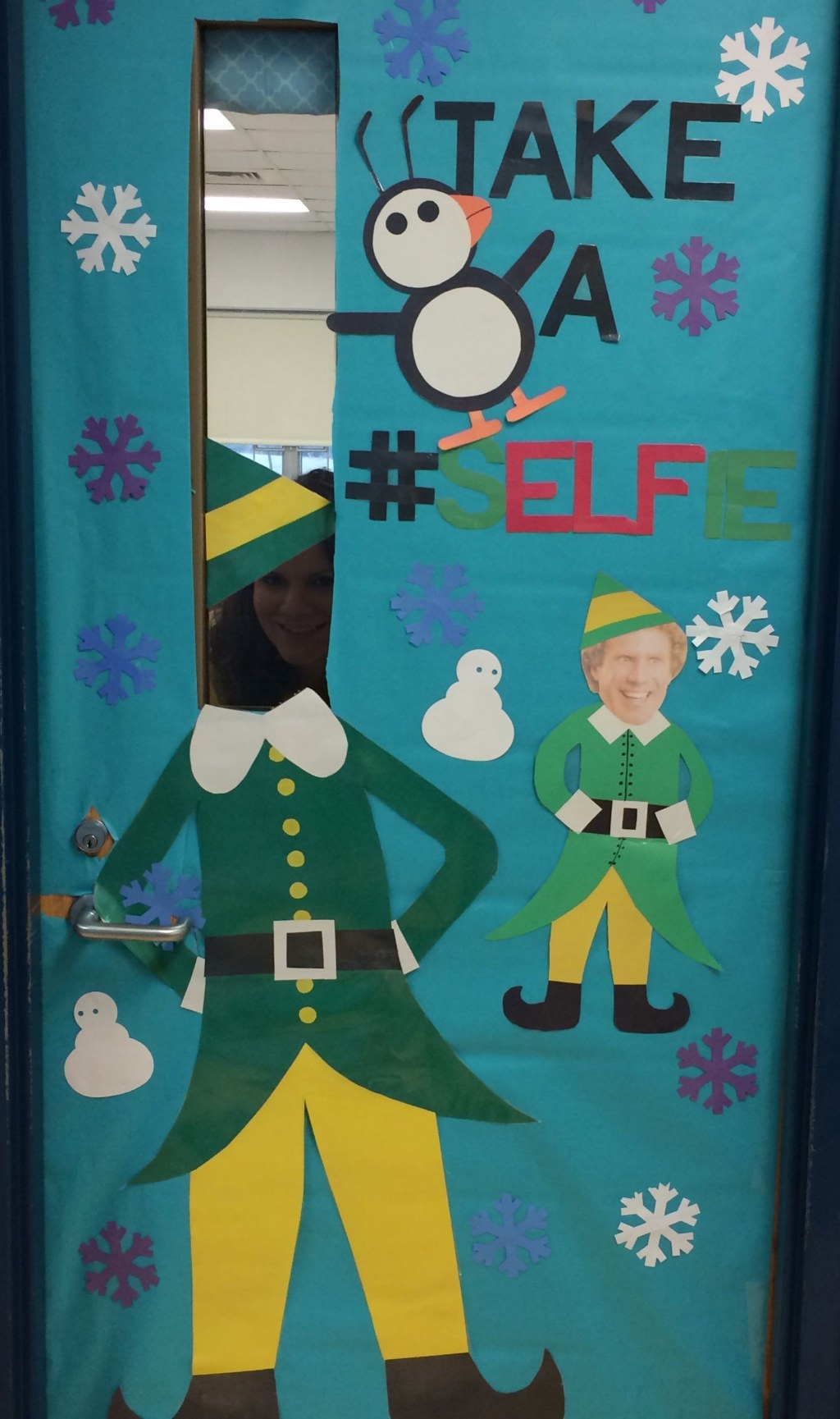 Picture of: Christmas door ideas, selfie, Buddy the elf, education  Christmas