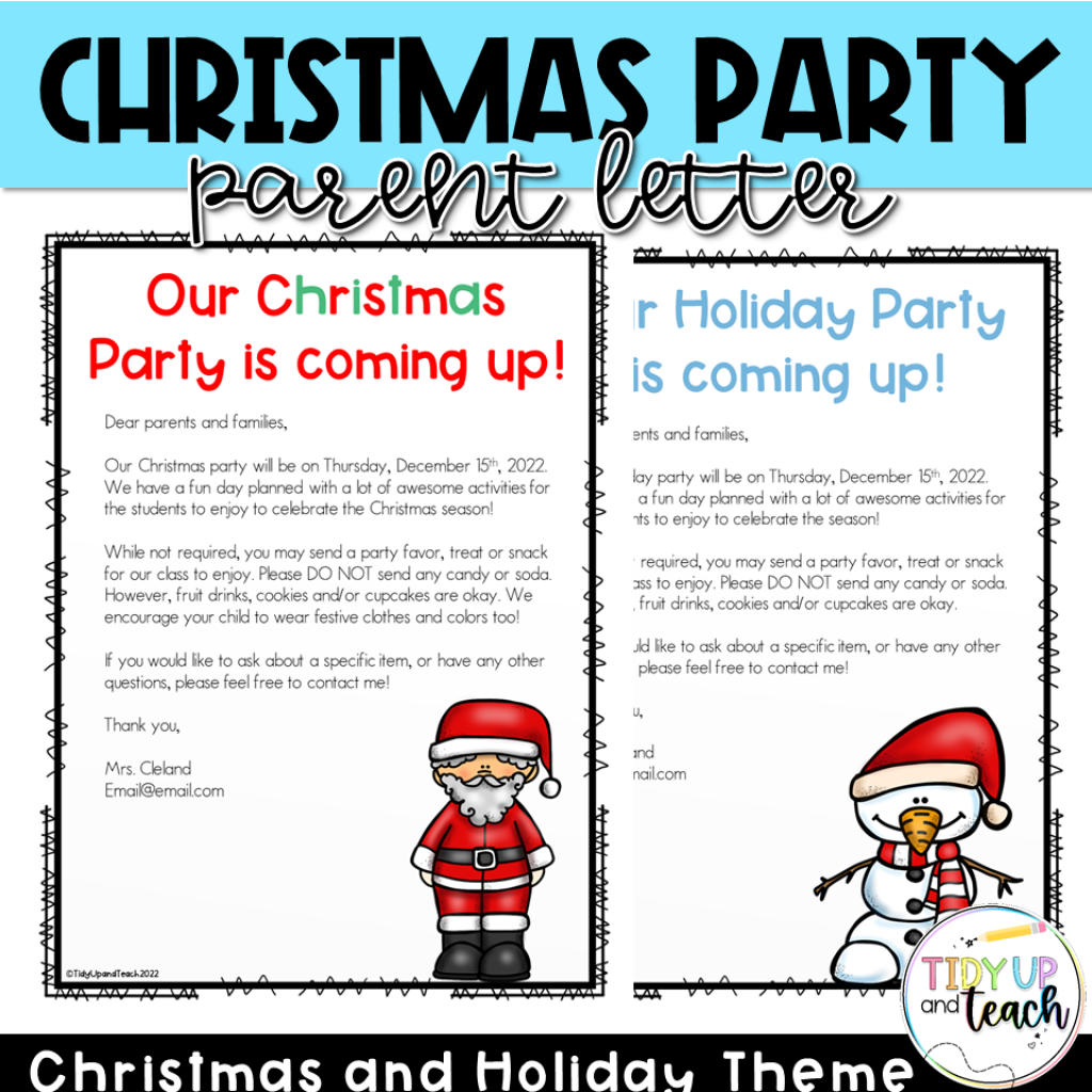 Picture of: Christmas Party Letter for Parents