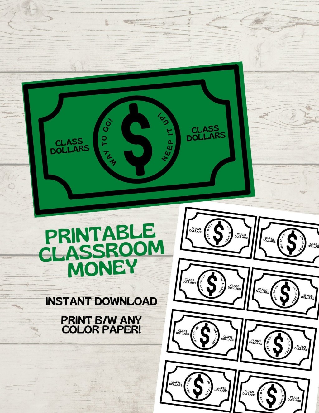 Picture of: Classroom Money PDF Printable – Easy Classroom Rewards – Fake Money –  School Behavior Incentives – Teacher Resources Instant Download