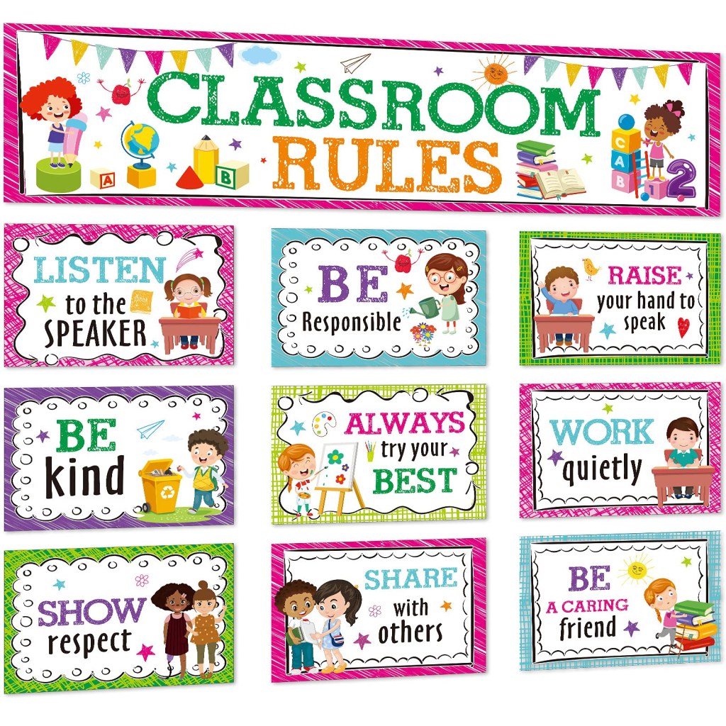 Picture of: Classroom Rules Bulletin Board Set for Classroom Decorations Classroom  Rules Posters Behavior Educational Good Habits Manners Chart for  Kindergarten