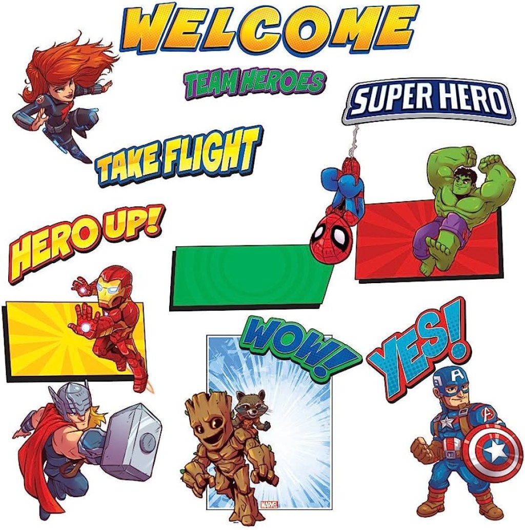 Picture of: Eureka Back to School Marvel Avengers Superhero ‘Welcome’ Bulletin Board  and Classroom Decorations,  pc, ” W x ” L