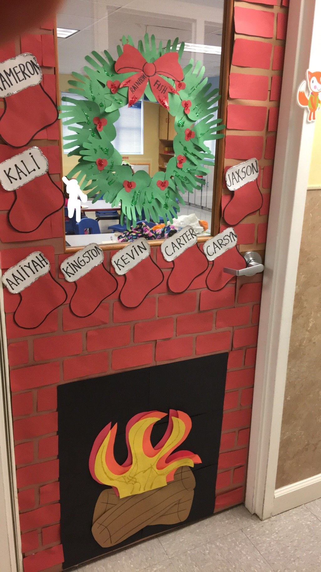 Picture of: fireplace and stockings for christmas door contest  Door