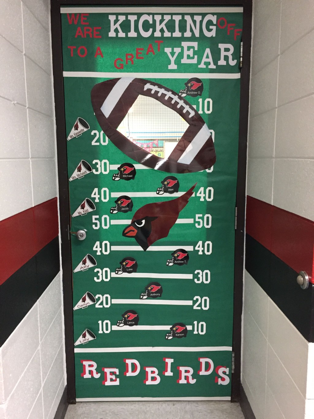Picture of: Football theme classroom door design  Classroom inspiration