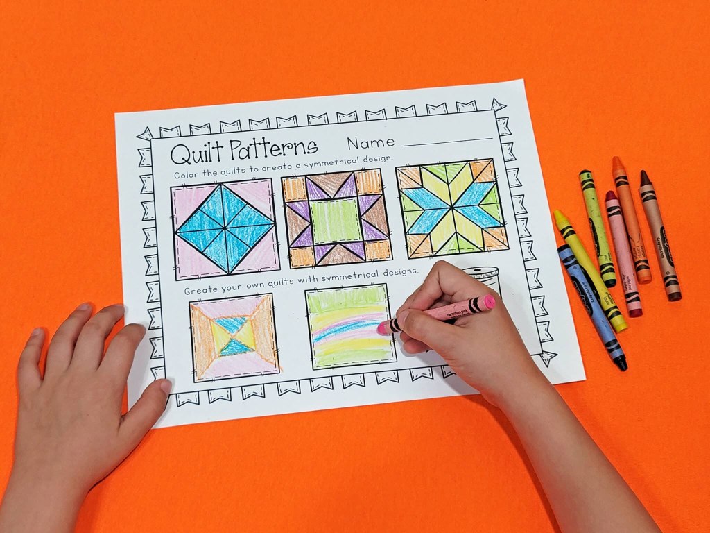 Picture of: FREE Quilt Symmetry Patterns Printable for Kindergarten