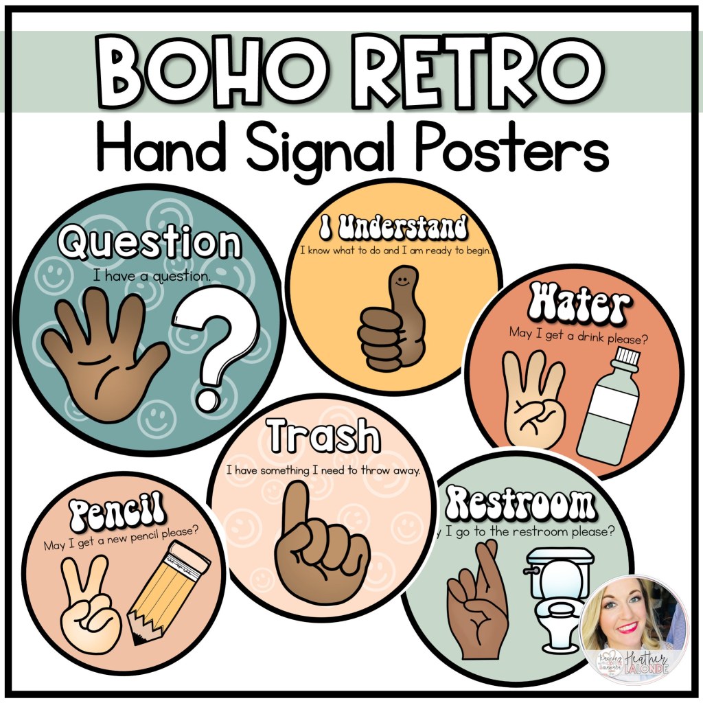 Picture of: Hand Signal Posters Boho Classroom Decor Classroom – Etsy