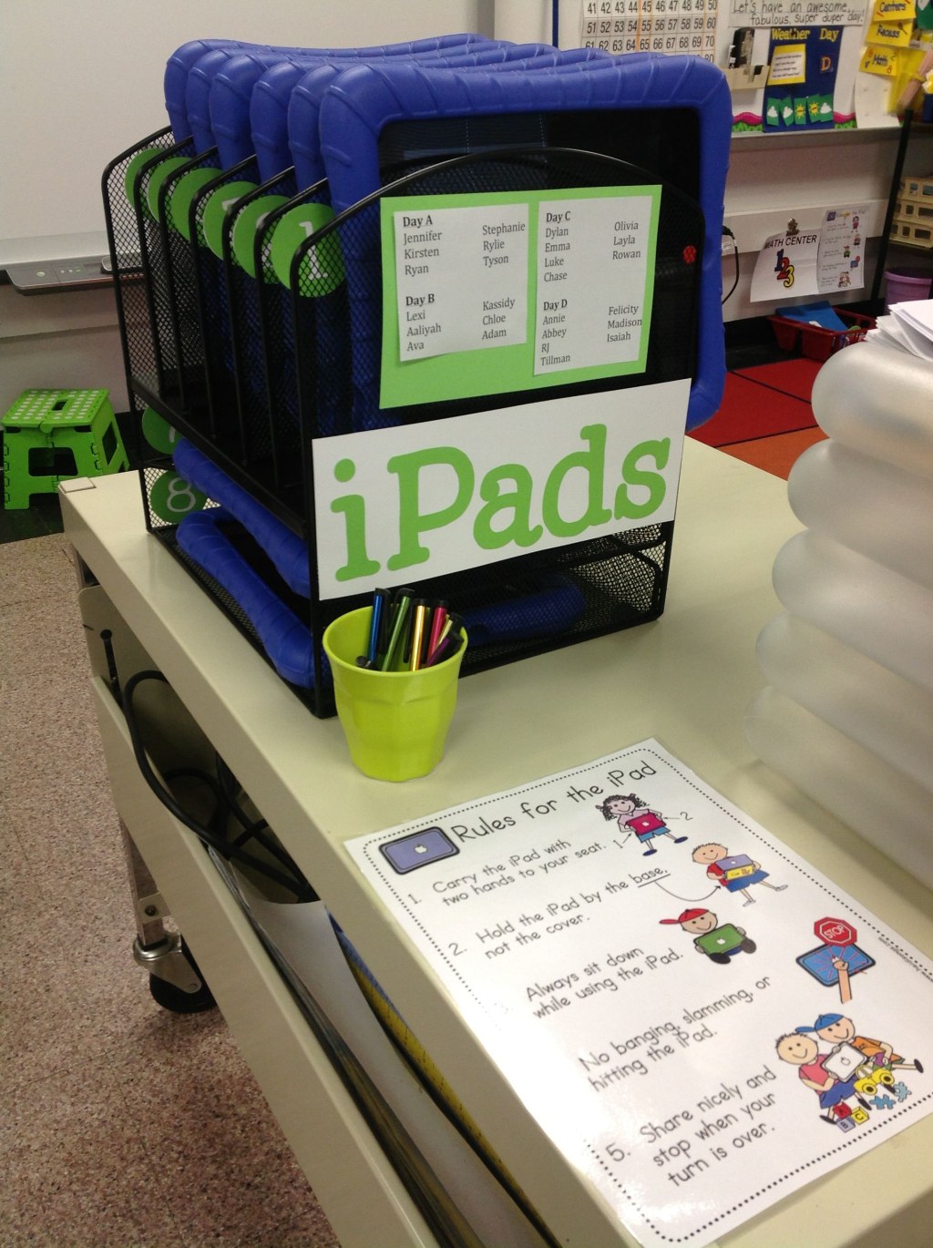 Picture of: iPad station for my classroom using a file organizer from staples