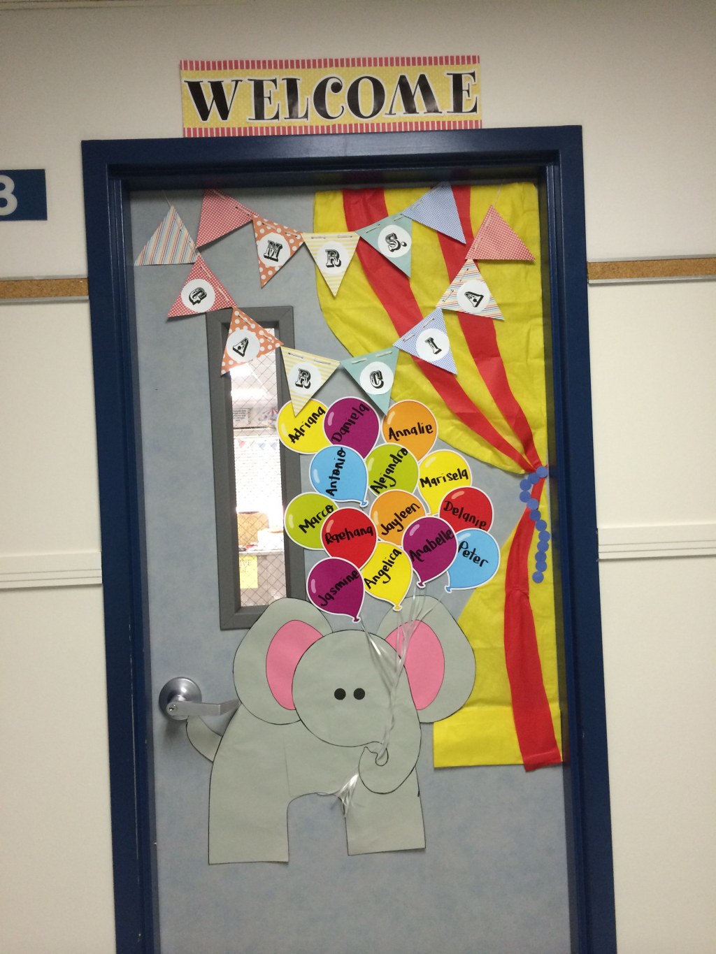 Picture of: My circus themed door for the school year!  Elephant classroom