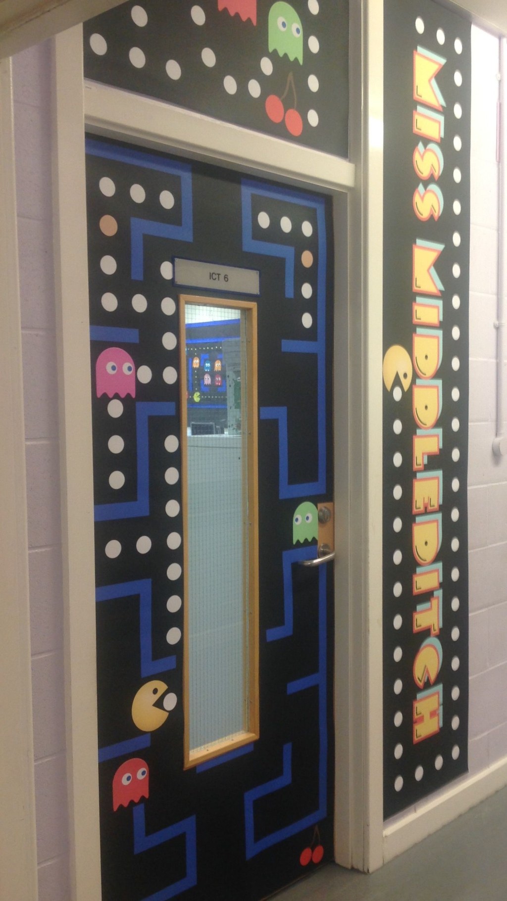 Picture of: PacMan door display  Classroom door, Teacher door decorations