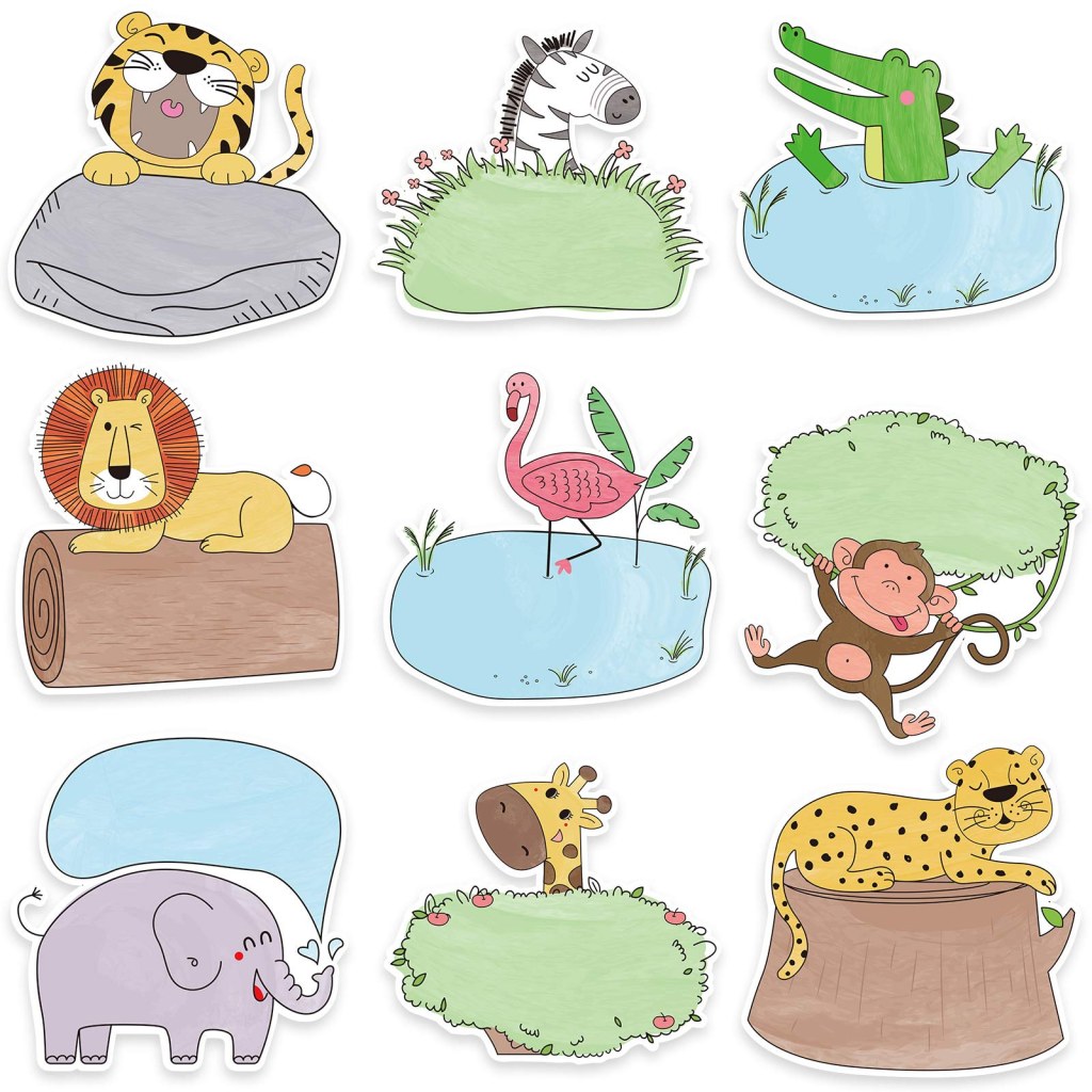 Picture of: Pieces Jungle Animal Cutouts Safari Friend Animal Cutouts Versatile  Colorful Classroom Decoration with Glue Point Dots for Bulletin Board  Classroom