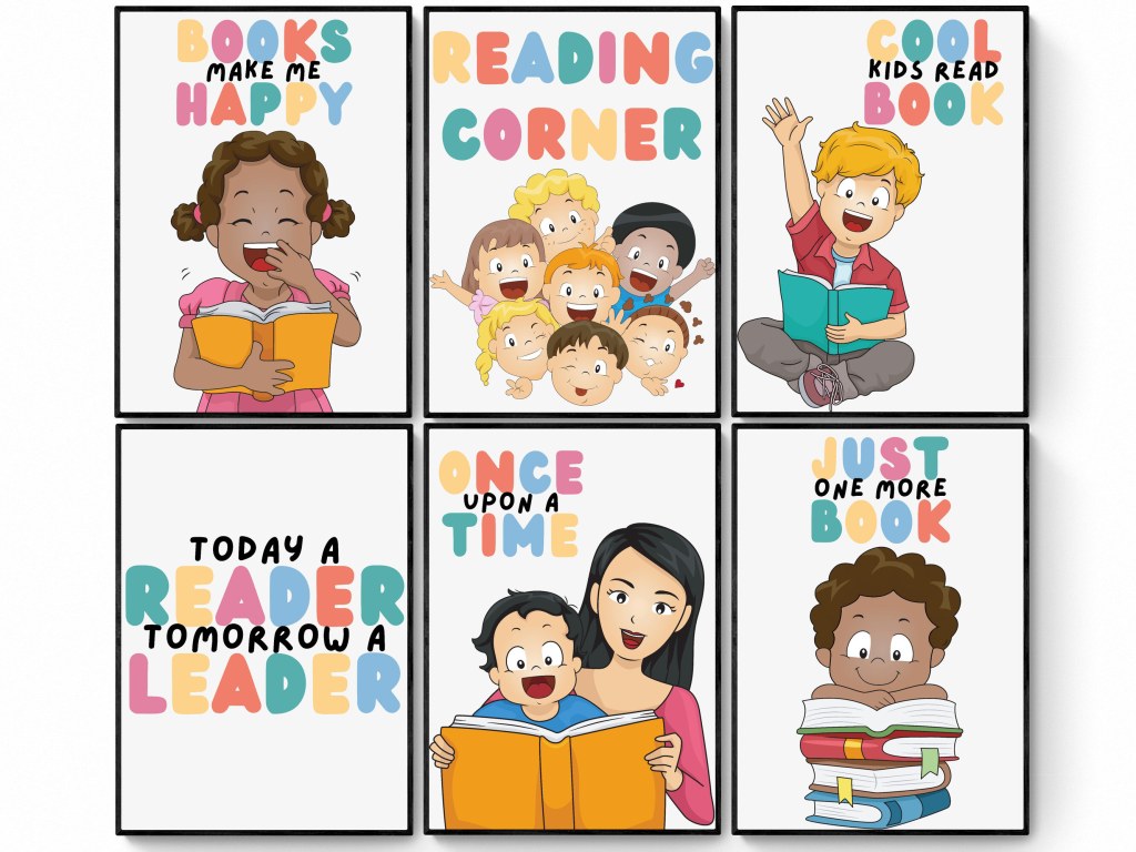 Picture of: Reading Corner Printable Set of  Quote Playroom Classroom – Etsy