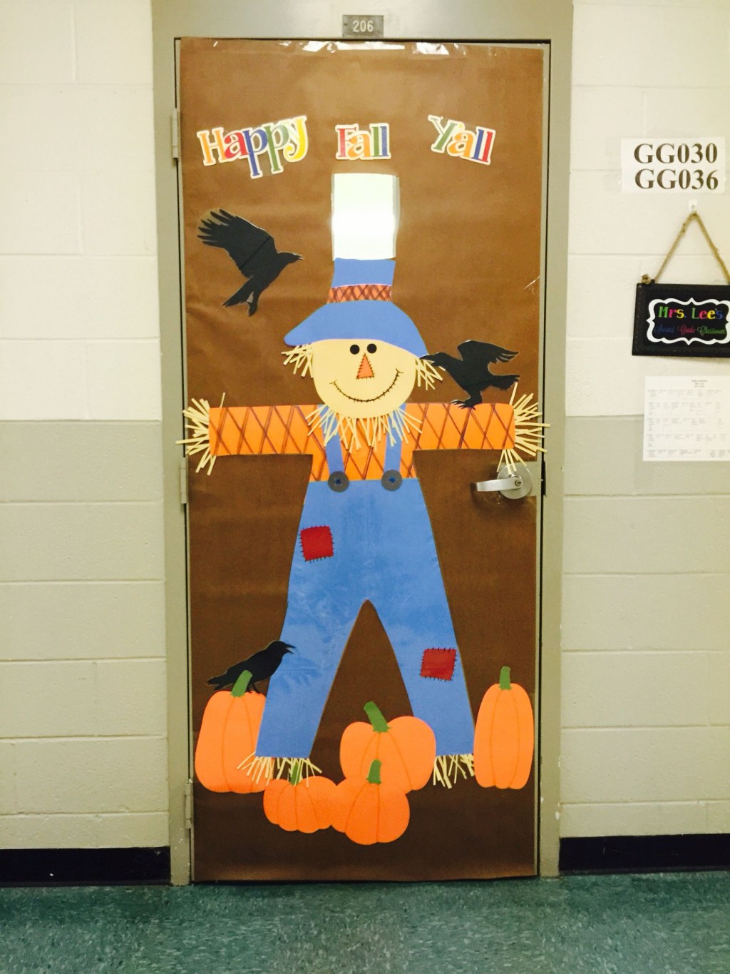Picture of: Scarecrow Happy Fall Y’all classroom door cover  Fall classroom