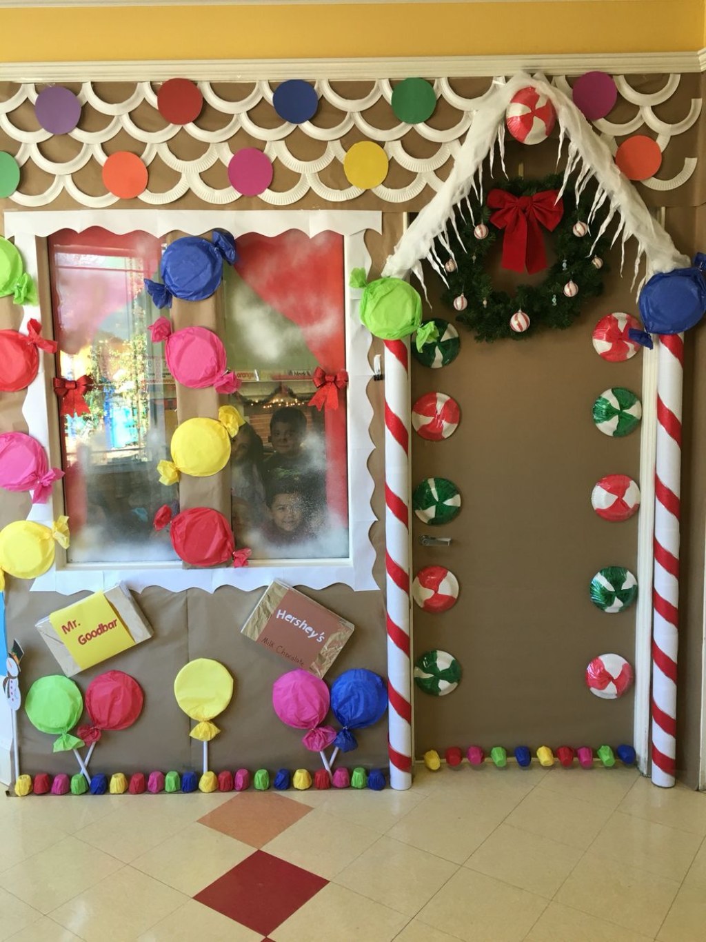 Picture of: Turned my classroom door into a gingerbread house  Door