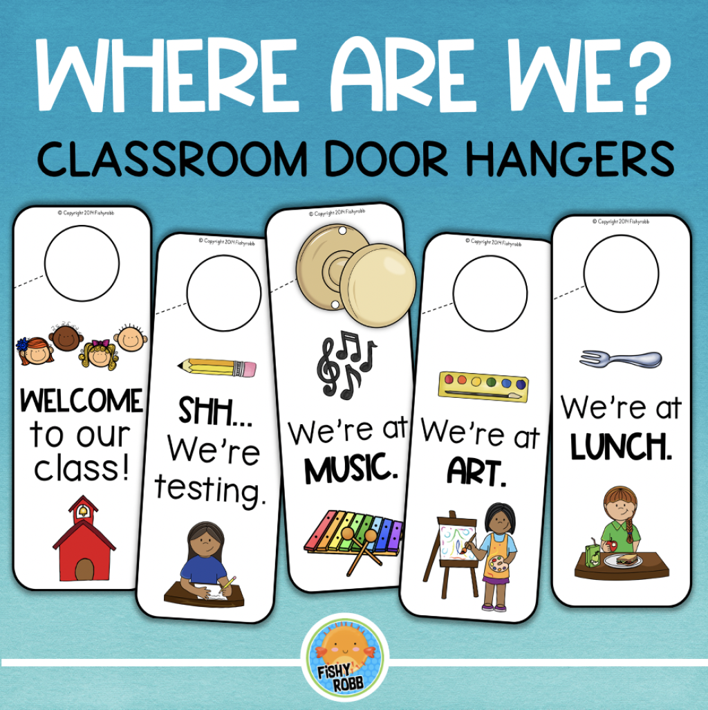 Picture of: Where Are We? Classroom Door Signs Knob Hangers